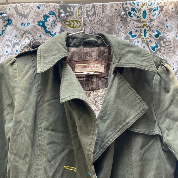Size small green trench, fun colorful details and inside pattern. - Picture 2 of 5